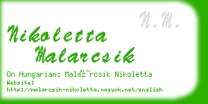 nikoletta malarcsik business card